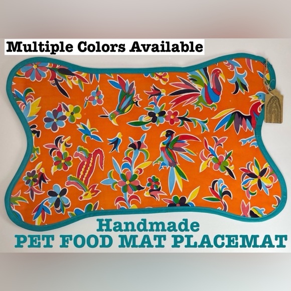 Handmade Other - Handmade Mexican oilcloth pet dog cat food mat placemats